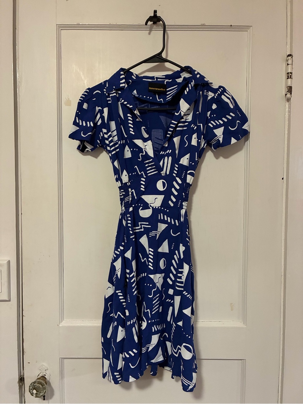 Nooworks Royal Blue & White Graphic Mini Dress